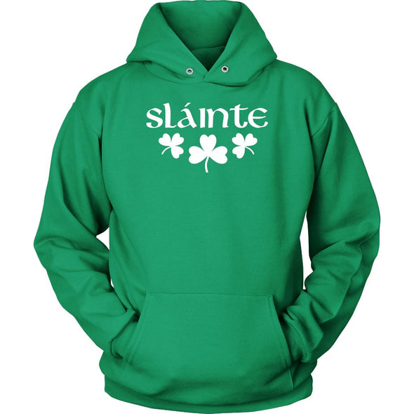 Slainte Gaelic Irish Toast Celtic Shamrocks HoodieT-shirtUnisex HoodieKelly GreenS