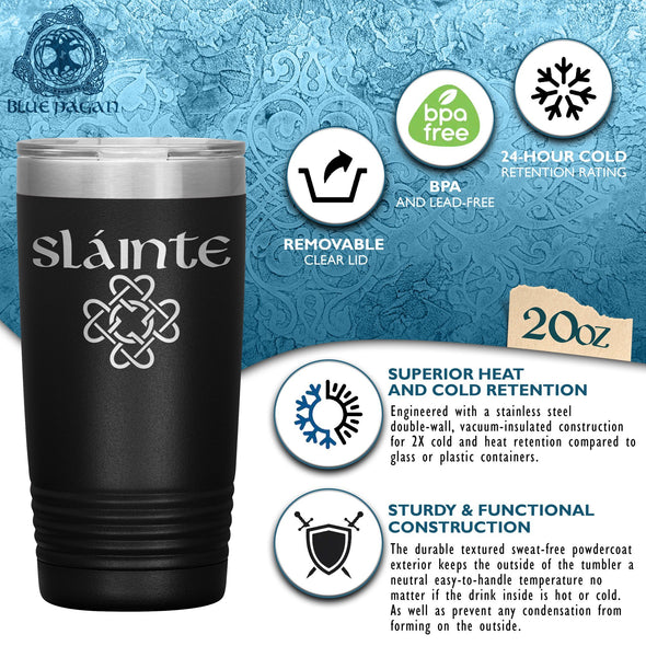 Slainte Gaelic Toast Celtic Heart Knot Etched Tumbler 20ozTumblers