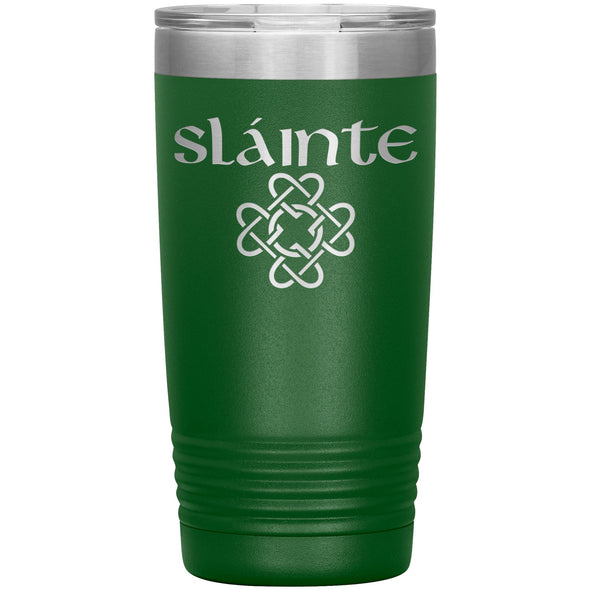 Slainte Gaelic Toast Celtic Heart Knot Etched Tumbler 20ozTumblersGreen