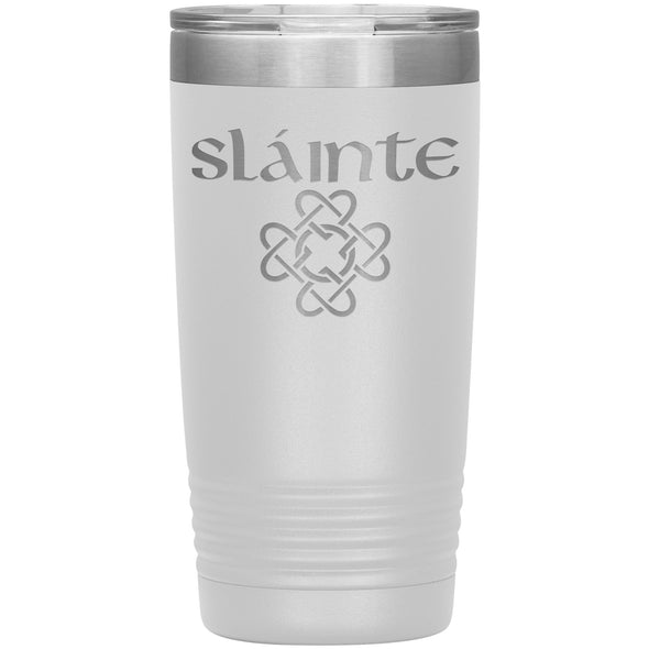 Slainte Gaelic Toast Celtic Heart Knot Etched Tumbler 20ozTumblersWhite