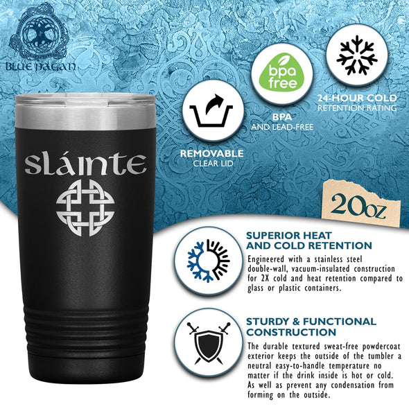 Slainte Gaelic Toast Celtic Knot Etched Tumbler 20ozTumblers