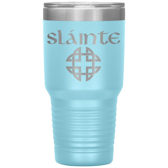 Slainte Gaelic Toast Celtic Knot Etched Tumbler 30ozTumblersLight Blue