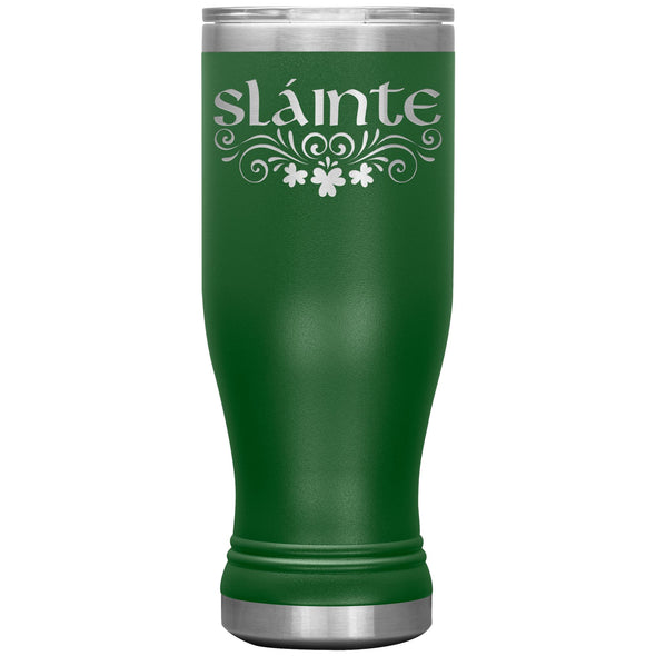 Slainte Irish Gaelic Toast Clovers Etched Boho Tumbler 20ozTumblersGreen