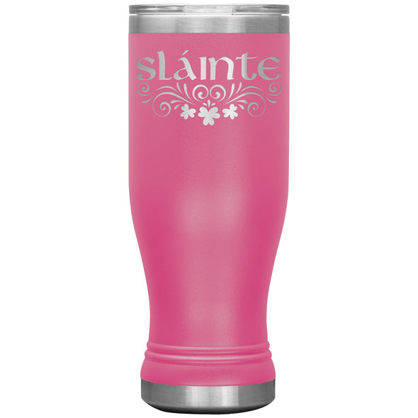 Slainte Irish Gaelic Toast Clovers Etched Boho Tumbler 20ozTumblersPink