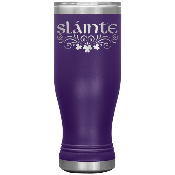 Slainte Irish Gaelic Toast Clovers Etched Boho Tumbler 20ozTumblersPurple