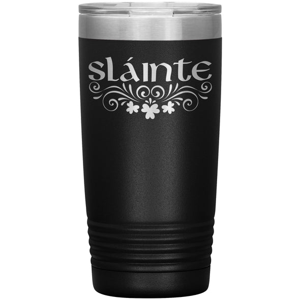 Slainte Irish Gaelic Toast Clovers Etched Tumbler 20ozTumblersBlack