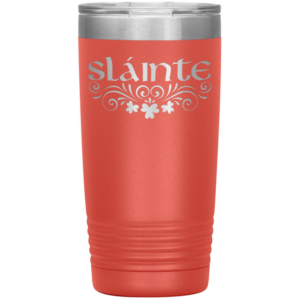 Slainte Irish Gaelic Toast Clovers Etched Tumbler 20ozTumblersCoral