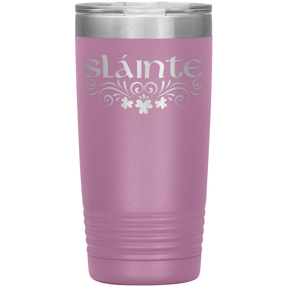 Slainte Irish Gaelic Toast Clovers Etched Tumbler 20ozTumblersLight Purple