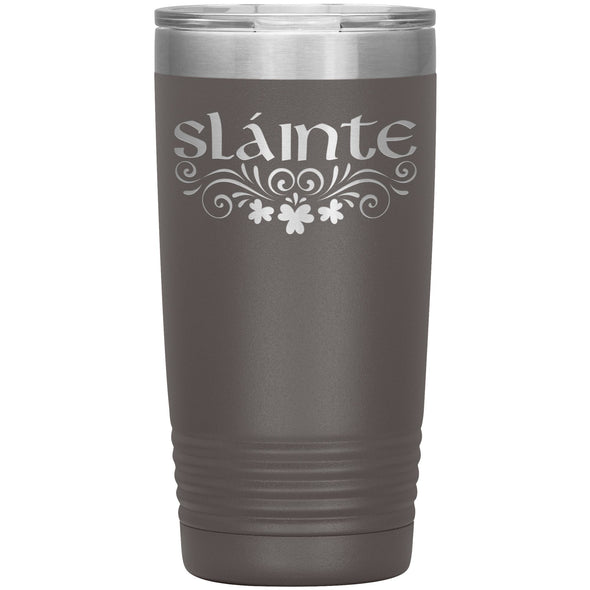 Slainte Irish Gaelic Toast Clovers Etched Tumbler 20ozTumblersPewter