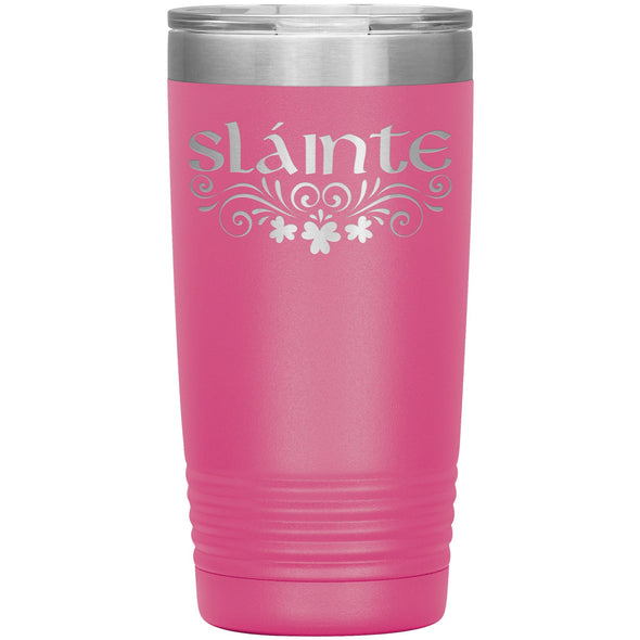 Slainte Irish Gaelic Toast Clovers Etched Tumbler 20ozTumblersPink