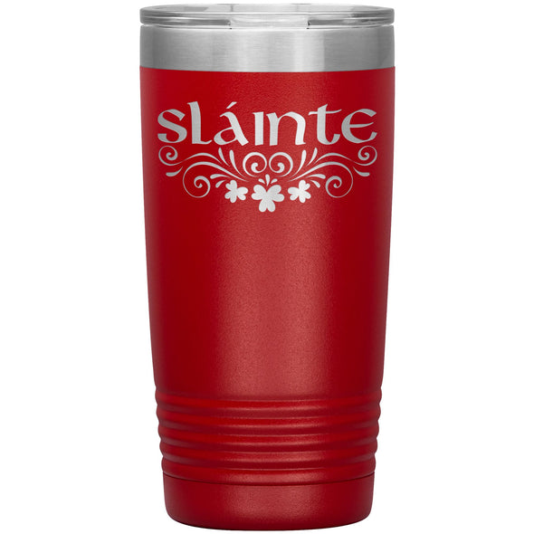 Slainte Irish Gaelic Toast Clovers Etched Tumbler 20ozTumblersRed