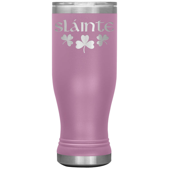 Slainte Irish Gaelic Toast Shamrocks Etched Boho Tumbler 20ozTumblersLight Purple