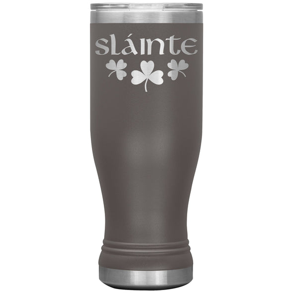 Slainte Irish Gaelic Toast Shamrocks Etched Boho Tumbler 20ozTumblersPewter