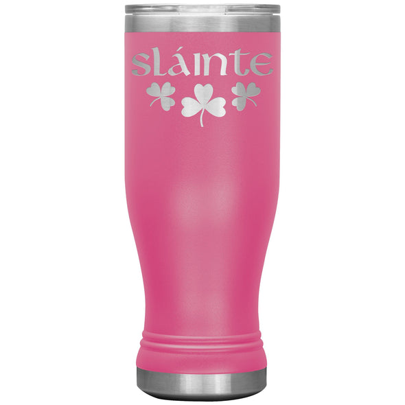 Slainte Irish Gaelic Toast Shamrocks Etched Boho Tumbler 20ozTumblersPink