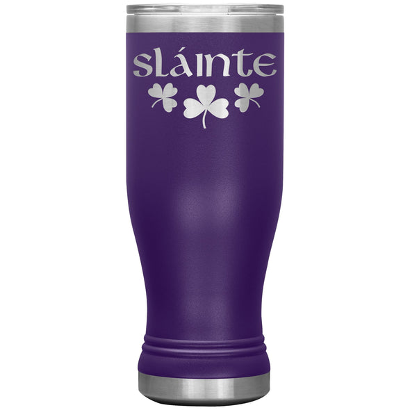 Slainte Irish Gaelic Toast Shamrocks Etched Boho Tumbler 20ozTumblersPurple