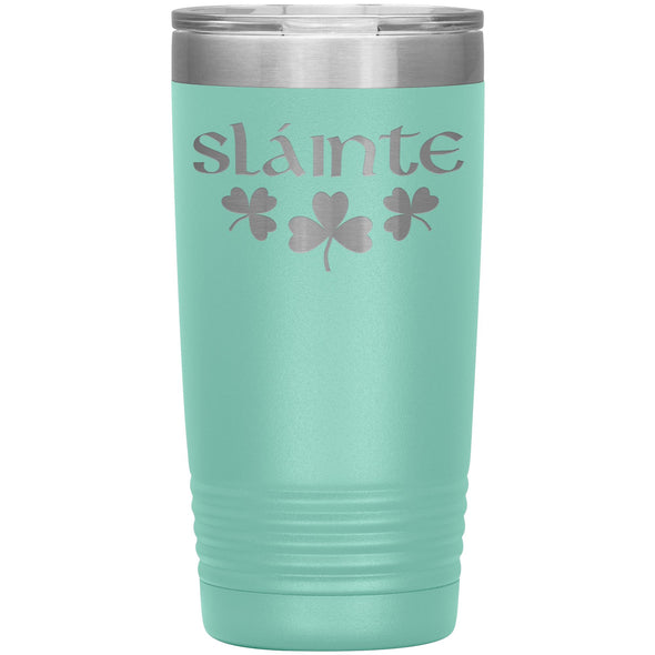 Slainte Irish Gaelic Toast Shamrocks Etched Tumbler 20ozTumblersTeal