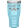 Slainte Irish Gaelic Toast Shamrocks Etched Tumbler 30ozTumblersLight Blue