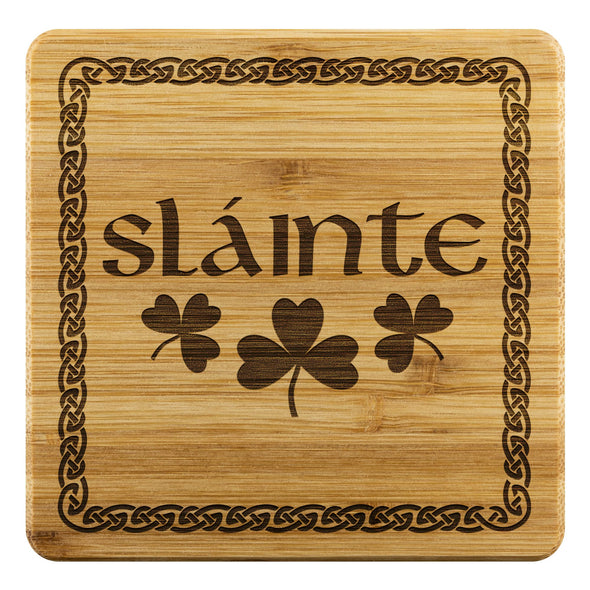 Slainte Irish Shamrocks Wood Coasters x4CoastersBamboo Coaster - 4pc