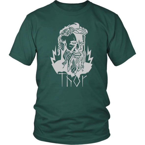 Thor Norse Mythology God of Thunder Viking Pagan Cotton T-ShirtT-shirtDistrict Unisex ShirtDark GreenS