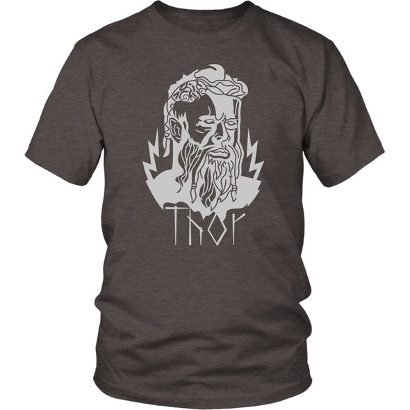 Thor Norse Mythology God of Thunder Viking Pagan Cotton T-ShirtT-shirtDistrict Unisex ShirtHeather BrownS