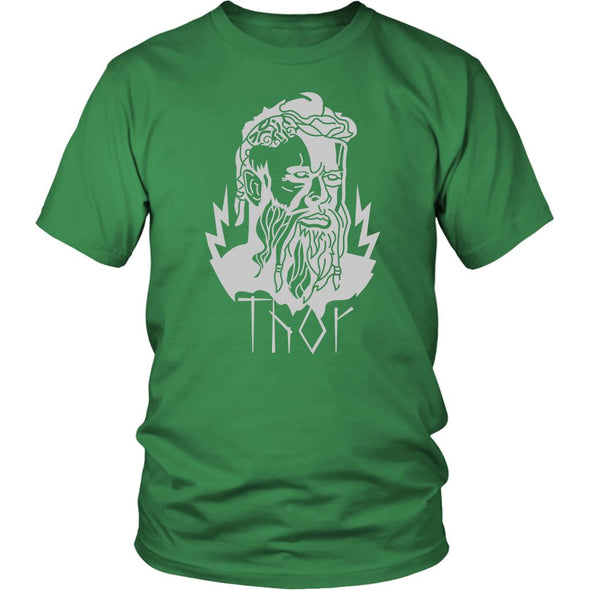 Thor Norse Mythology God of Thunder Viking Pagan Cotton T-ShirtT-shirtDistrict Unisex ShirtKelly GreenS