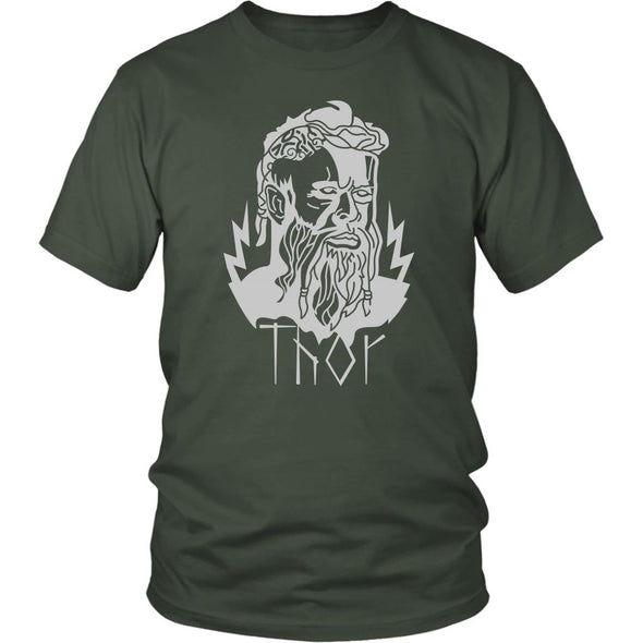 Thor Norse Mythology God of Thunder Viking Pagan Cotton T-ShirtT-shirtDistrict Unisex ShirtOliveS