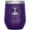 Thors Hammer Mjolnir Norse Futhark Viking Runes Etched Tumbler 12ozWine TumblerPurple