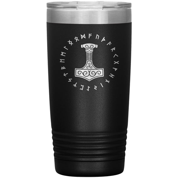 Thors Hammer Mjolnir Runes Etched Tumbler 20ozTumblersBlack