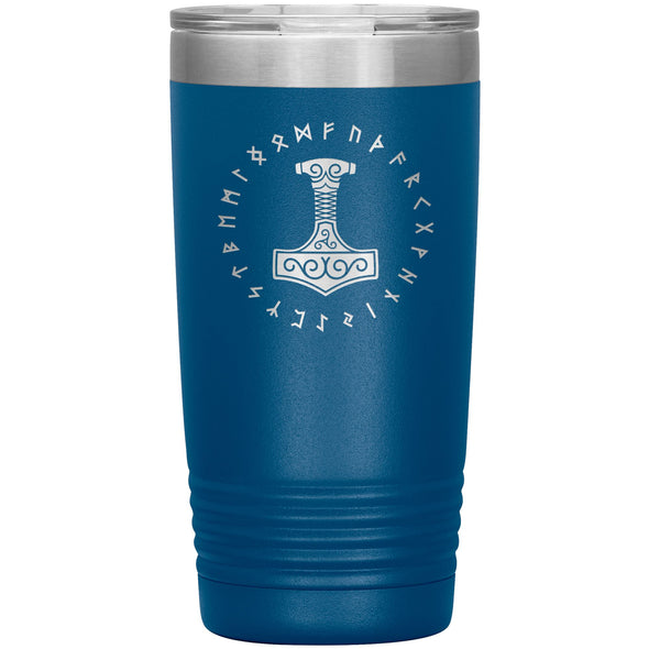 Thors Hammer Mjolnir Runes Etched Tumbler 20ozTumblersBlue