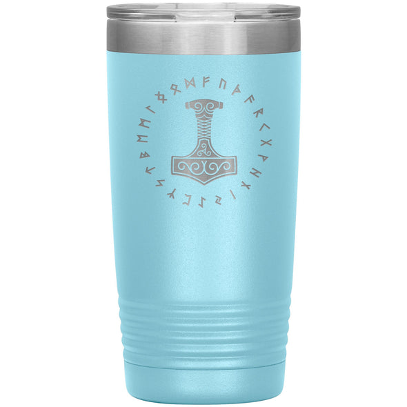 Thors Hammer Mjolnir Runes Etched Tumbler 20ozTumblersLight Blue