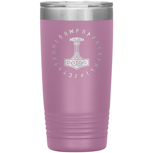 Thors Hammer Mjolnir Runes Etched Tumbler 20ozTumblersLight Purple