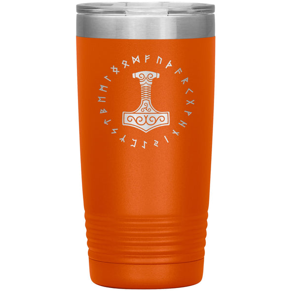 Thors Hammer Mjolnir Runes Etched Tumbler 20ozTumblersOrange