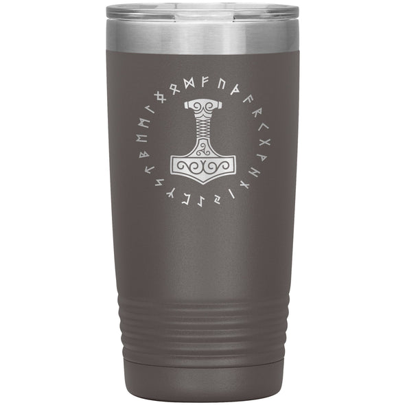 Thors Hammer Mjolnir Runes Etched Tumbler 20ozTumblersPewter