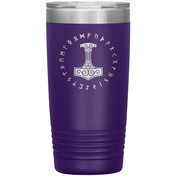 Thors Hammer Mjolnir Runes Etched Tumbler 20ozTumblersPurple