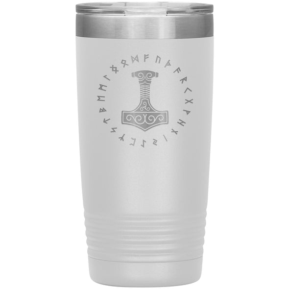 Thors Hammer Mjolnir Runes Etched Tumbler 20ozTumblersWhite