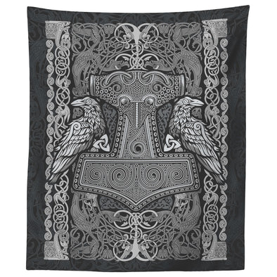 Thors Hammer Raven Knotwork TapestryTapestries60" x 50"