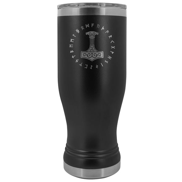 Thors Hammer Runes Etched 20oz Boho TumblerTumblersBlack