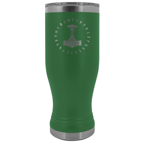 Thors Hammer Runes Etched 20oz Boho TumblerTumblersGreen