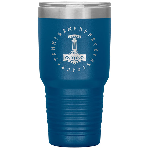 Thors Hammer Runes Etched Tumbler 30ozTumblersBlue