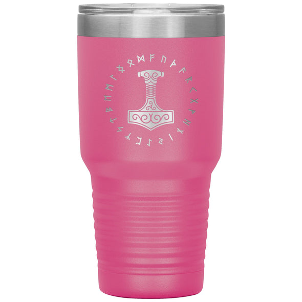 Thors Hammer Runes Etched Tumbler 30ozTumblersPink