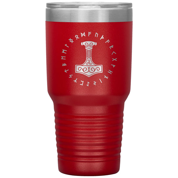 Thors Hammer Runes Etched Tumbler 30ozTumblersRed