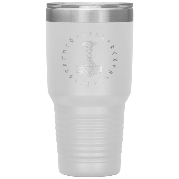 Thors Hammer Runes Etched Tumbler 30ozTumblersWhite