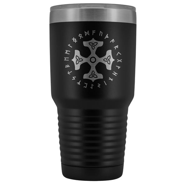 Thors Hammer Triquetra Runes Etched Tumbler 30ozTumblersBlack