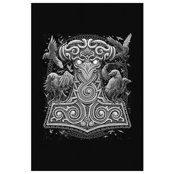 Thors Raven Hammer Mjölnir Canvas Wall ArtCanvas Wall Art 28 x 12