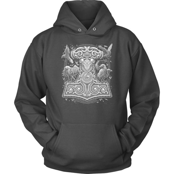 Thors Raven Hammer Mjölnir HoodieT-shirtUnisex HoodieCharcoalS