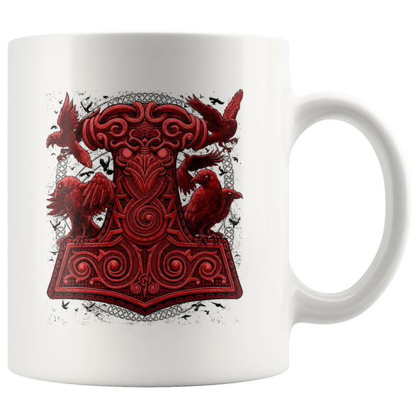 Thors Raven Hammer Red Mjölnir Coffee MugDrinkware11oz Mug