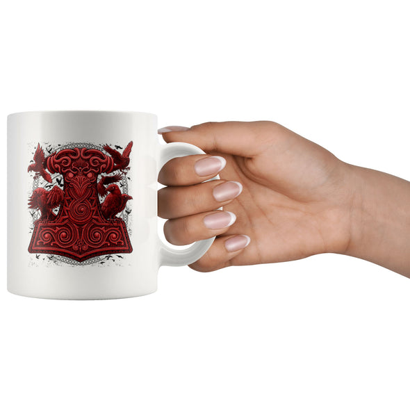 Thors Raven Hammer Red Mjölnir Coffee MugDrinkware