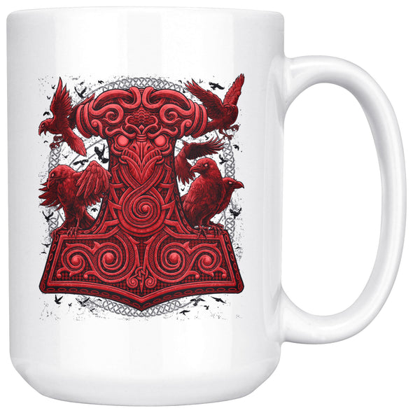 Thors Raven Hammer Red Mjölnir Coffee MugDrinkware15oz Mug