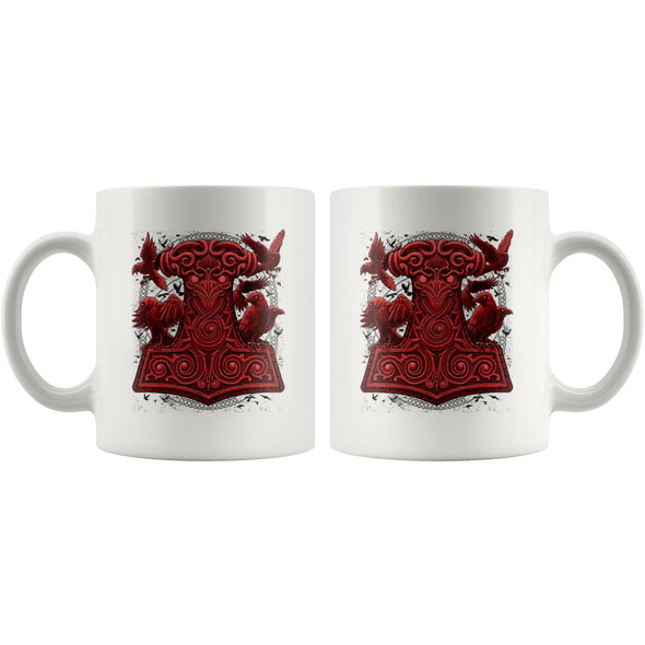 Thors Raven Hammer Red Mjölnir Coffee MugDrinkware