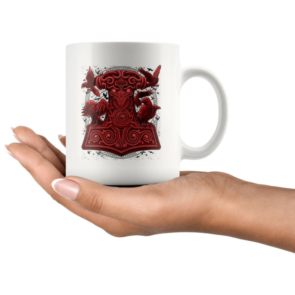 Thors Raven Hammer Red Mjölnir Coffee MugDrinkware